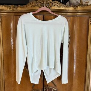 Athleta Palest of Blue Top w/ Huge Peephole in Wrap Back